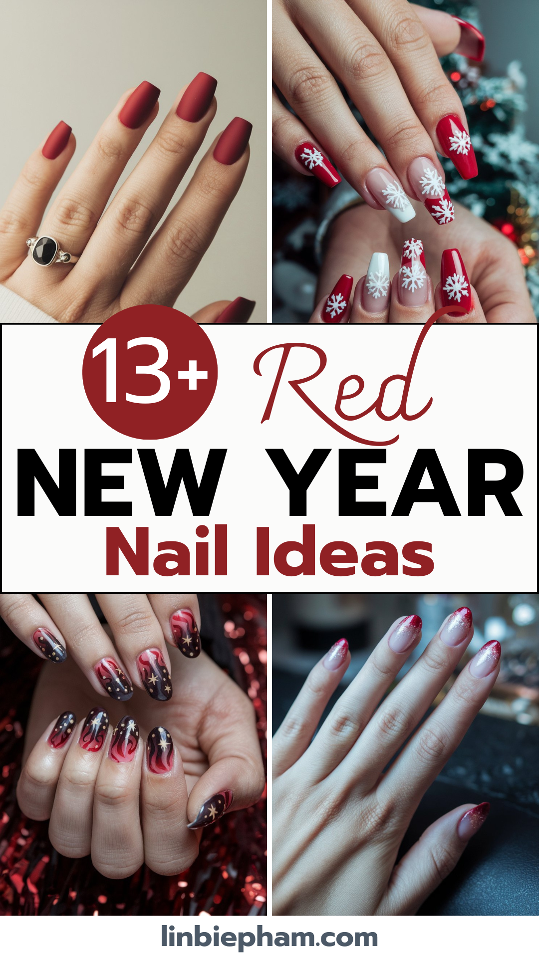 13+ Gorgeous Red New Year Nails to Sparkle This Holiday Season