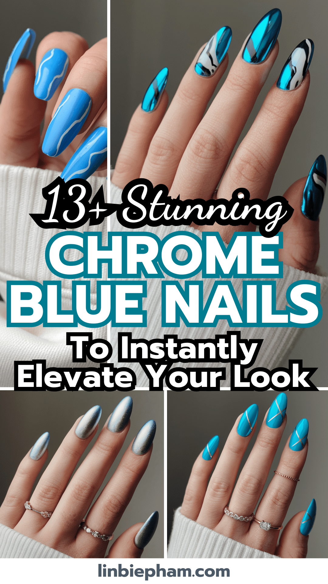 13+ Stunning Chrome Blue Nails to Instantly Elevate Your Look