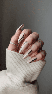 13+ Stunning Nude Nails with Glitter for a Glamorous Look