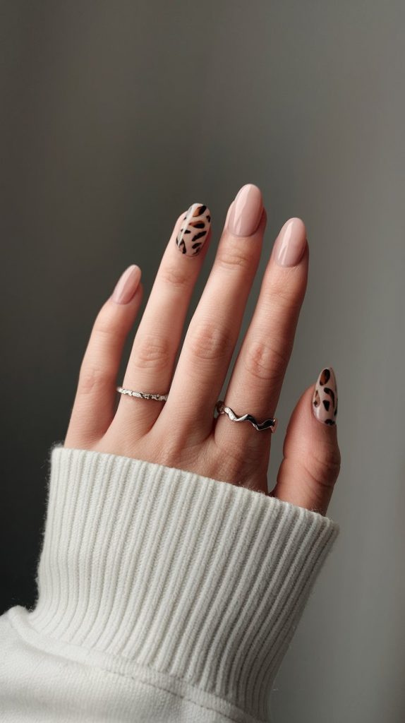 Nude Nails Featuring Subtle Animal Print Overlays