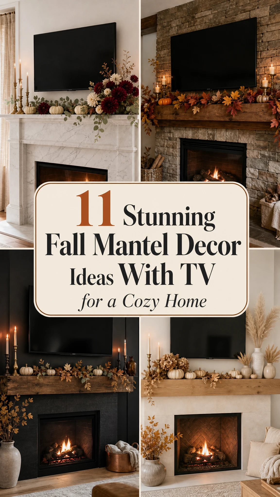 11 Stunning Fall Mantel Decor Ideas With TV for a Cozy Home 🍂
