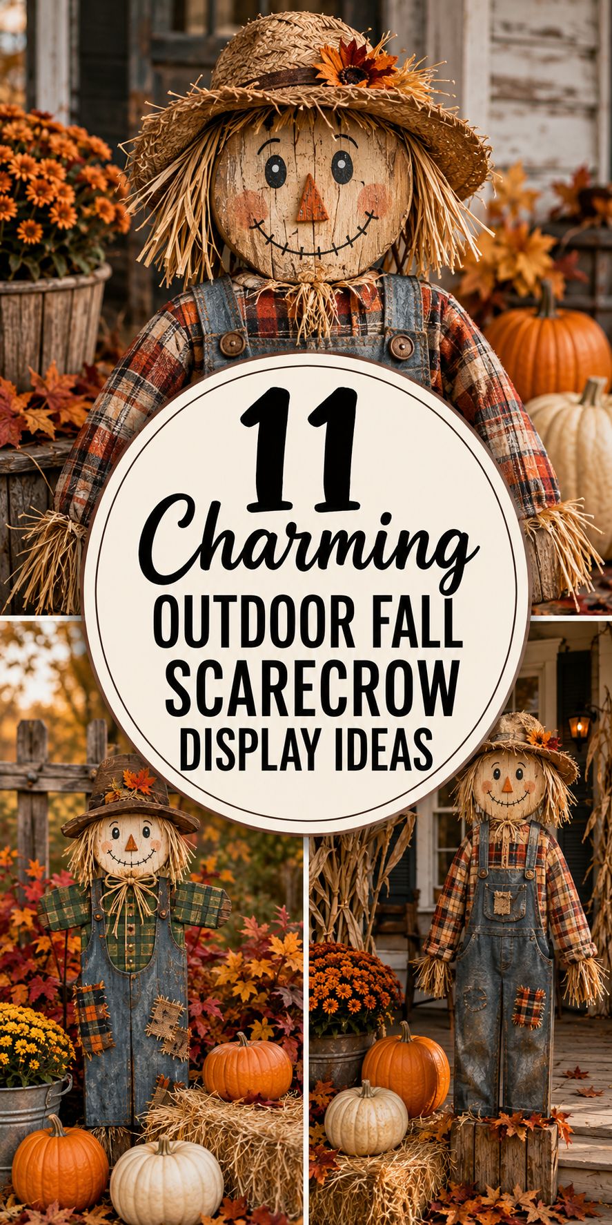 11 Charming Outdoor Fall Scarecrow Display Ideas
