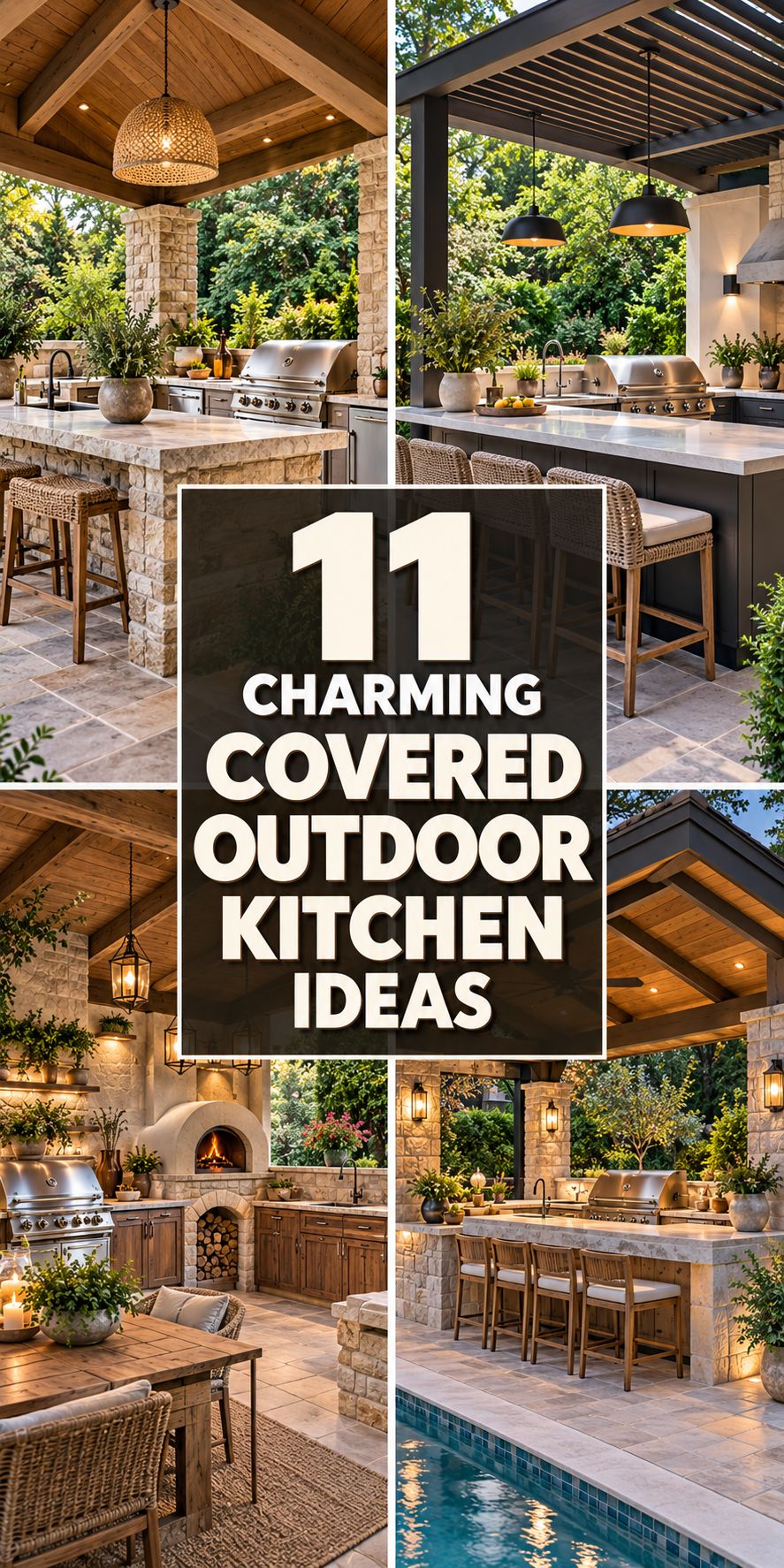 11 Charming Covered Outdoor Kitchen Ideas