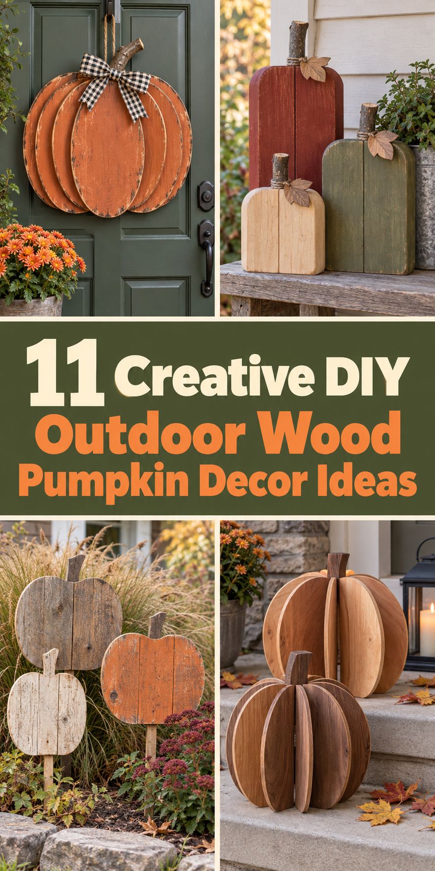 11 Creative DIY Outdoor Wood Pumpkin Decor Ideas for Fall 🎃