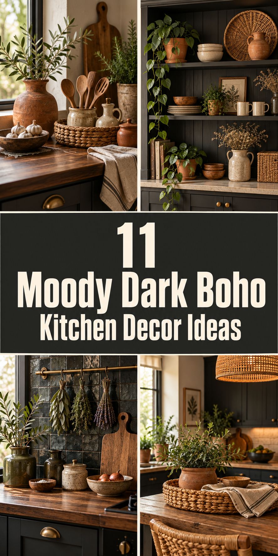 11 Moody Dark Boho Kitchen Decor Ideas