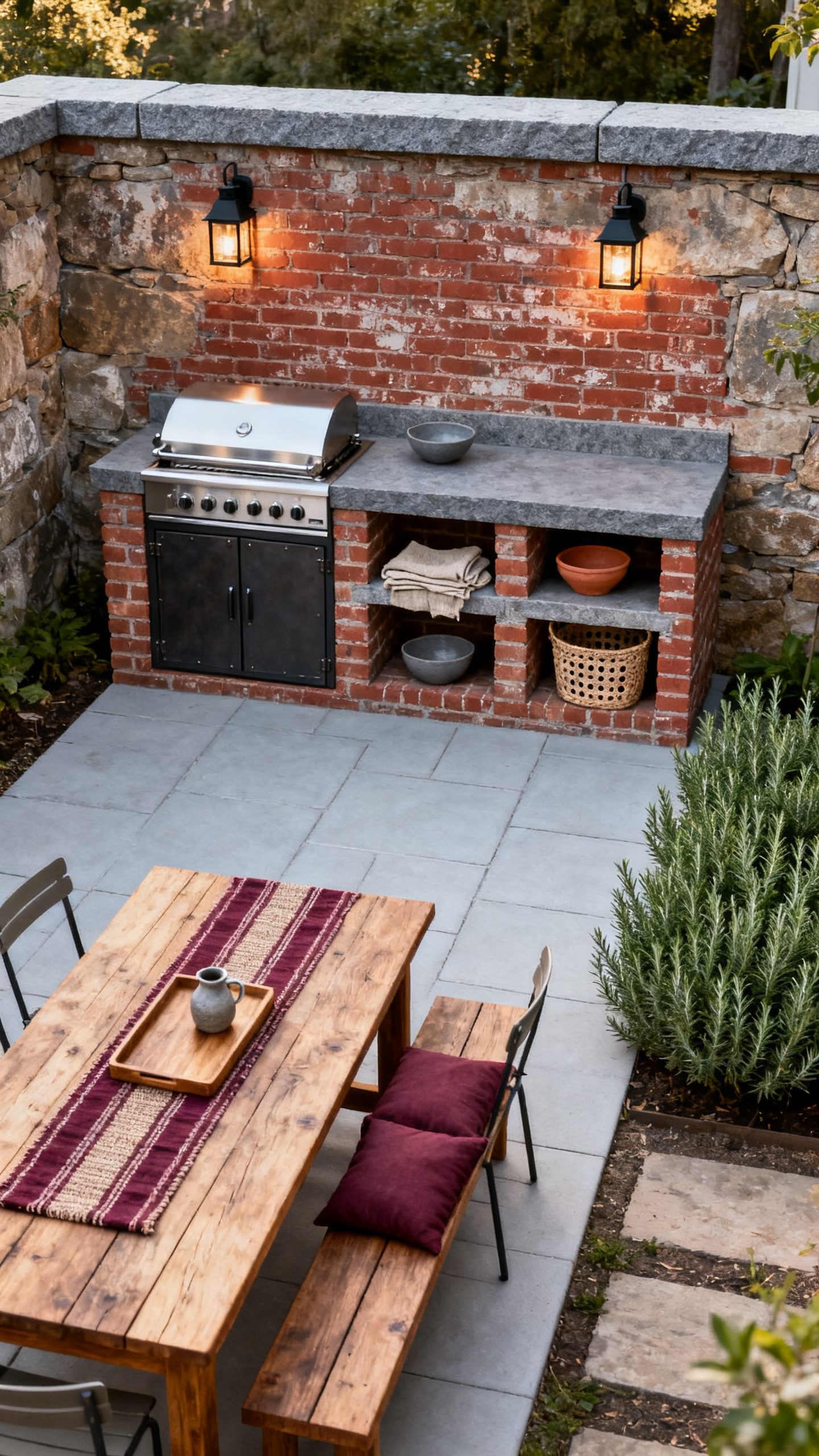 Brick Outdoor Kitchen Ideas: Rustic Brick With Open Display Niches