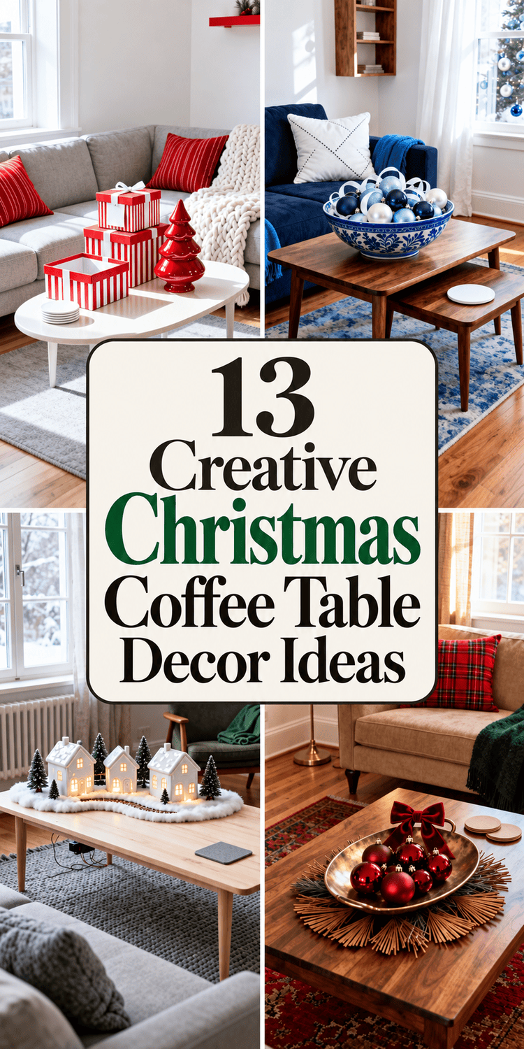 13 Creative Christmas Coffee Table Decor Ideas for Small Seasonal Centerpieces 🎄