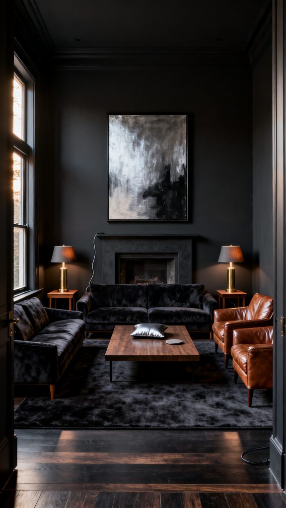 Wrap a Living Room in Charcoal and Velvet