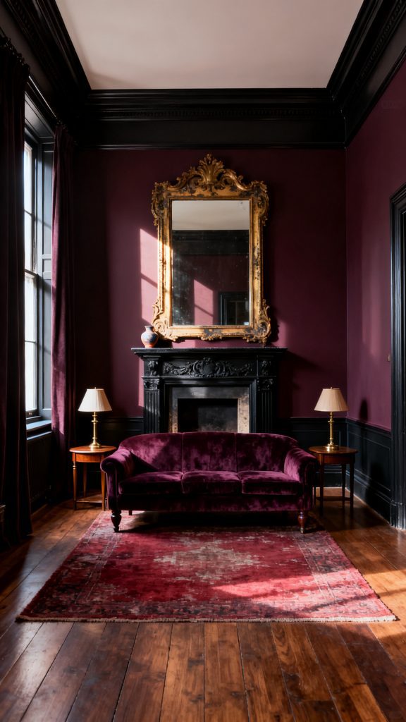 Give a Black Fireplace a Gold Mirror