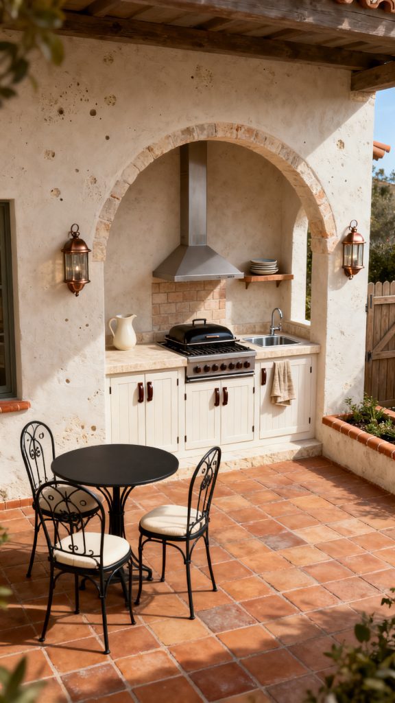 Frame a Courtyard Kitchen With a Soft Plaster Arch