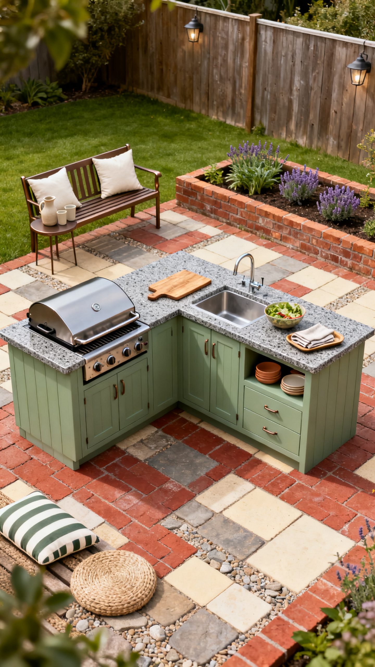Open Outdoor Kitchen Ideas: An L-Shaped Kitchen With a Quiet Prep Corner