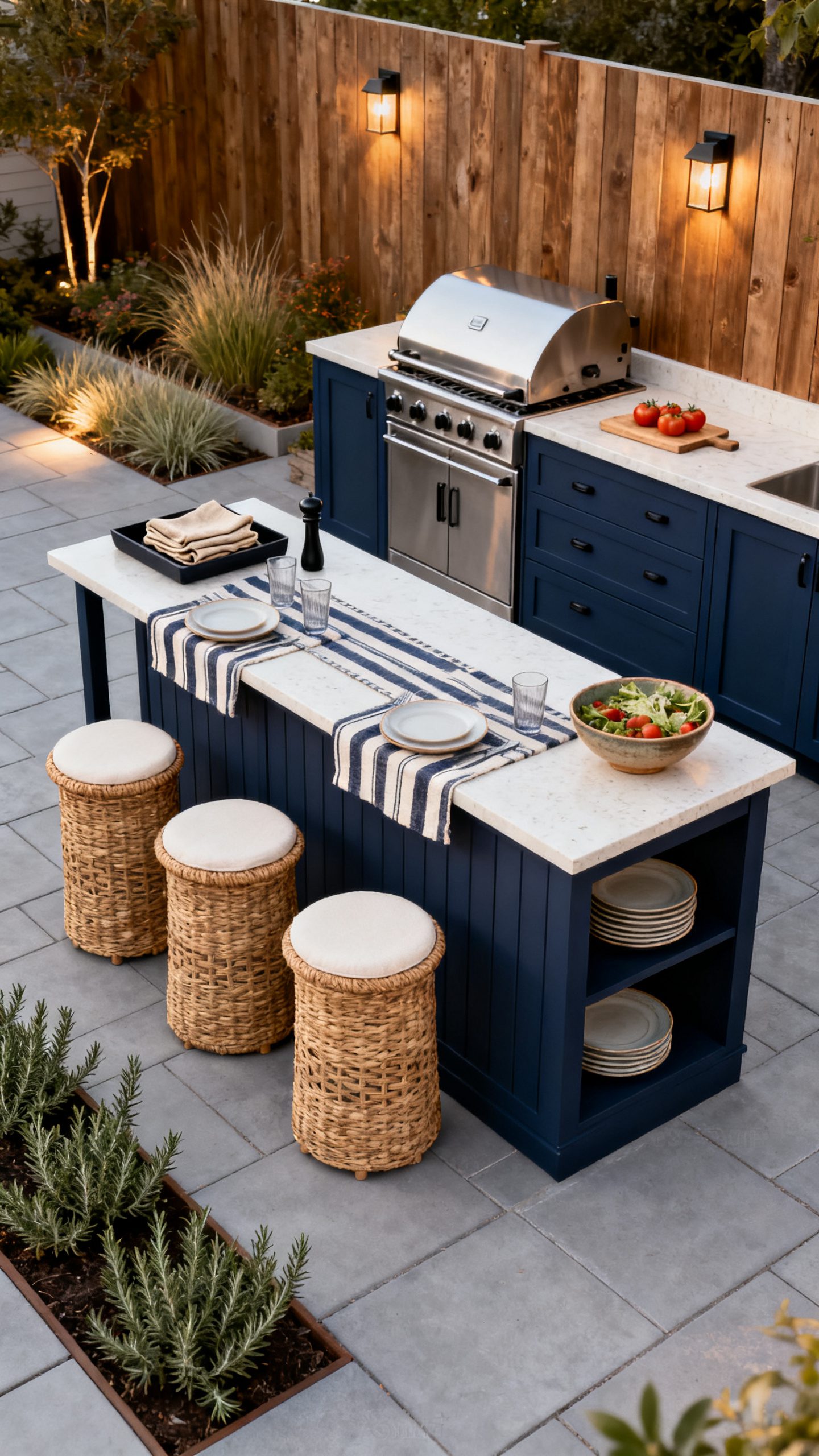 Open Outdoor Kitchen Ideas: A Serving Peninsula That Welcomes Conversation