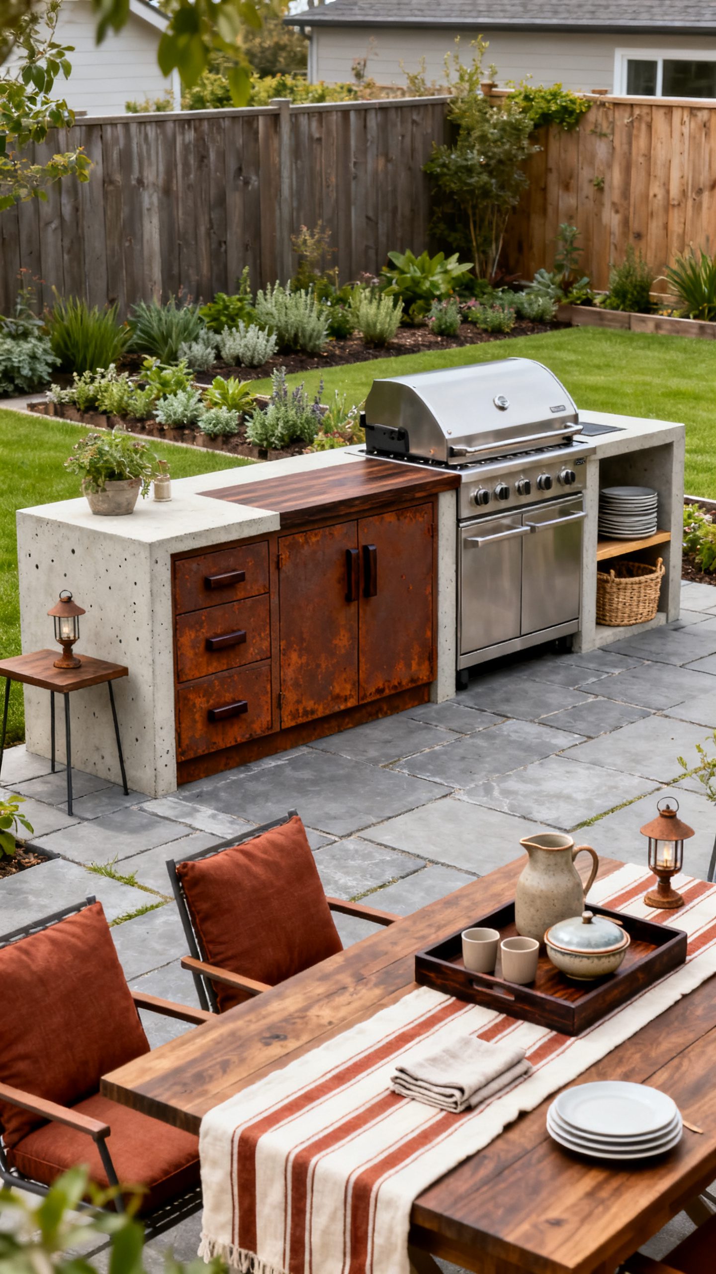 Open Outdoor Kitchen Ideas: A Separate Self-Serve Station for Guests