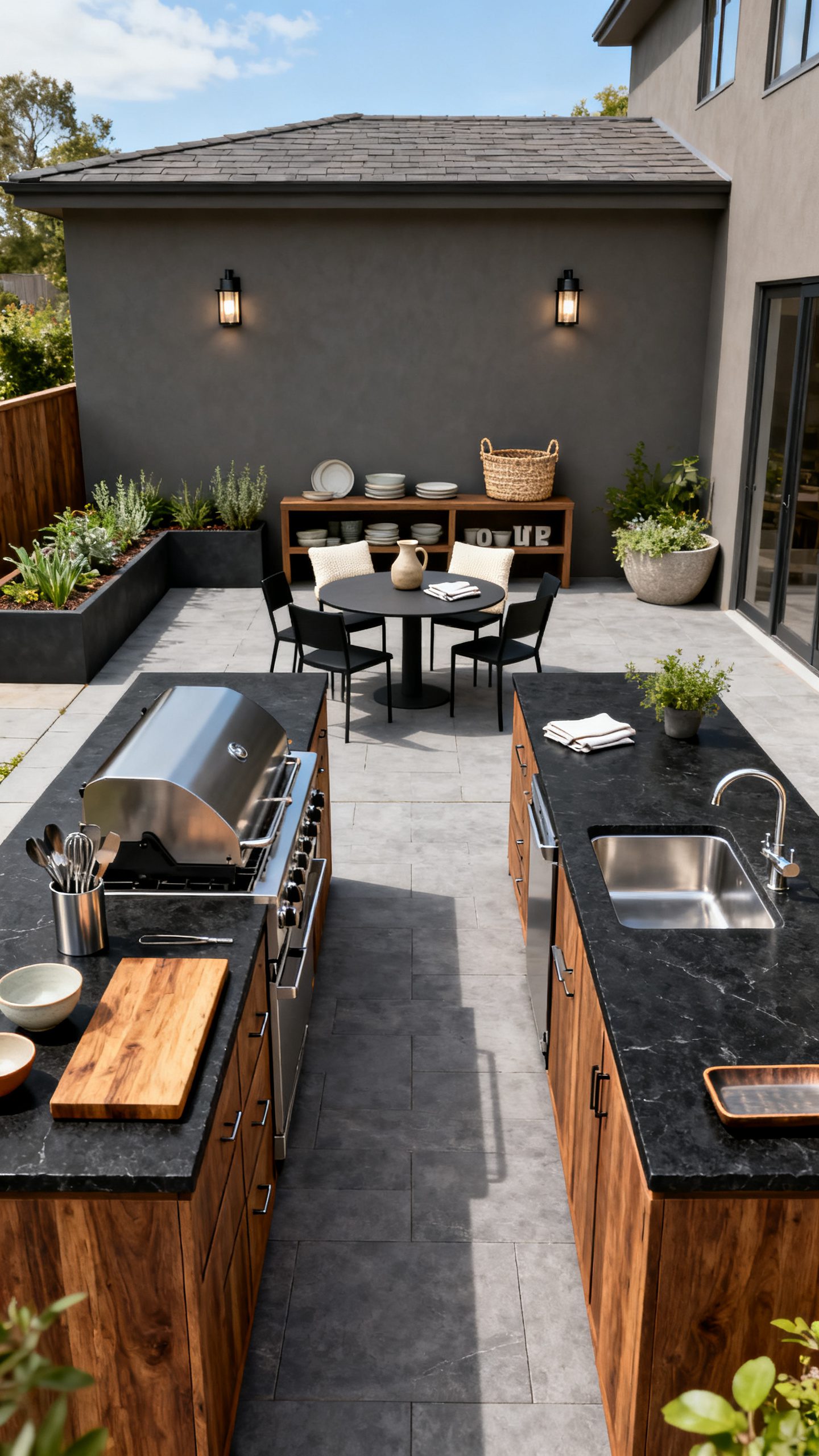 Open Outdoor Kitchen Ideas: A Two-Run Layout With a Clear Route Through