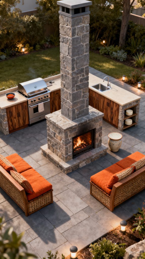 13 Outdoor Kitchen With Fireplace Ideas