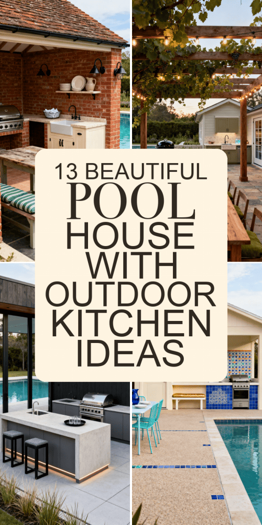 13 Beautiful Pool House with Outdoor Kitchen Ideas for Cooking Close to the Water 🌿