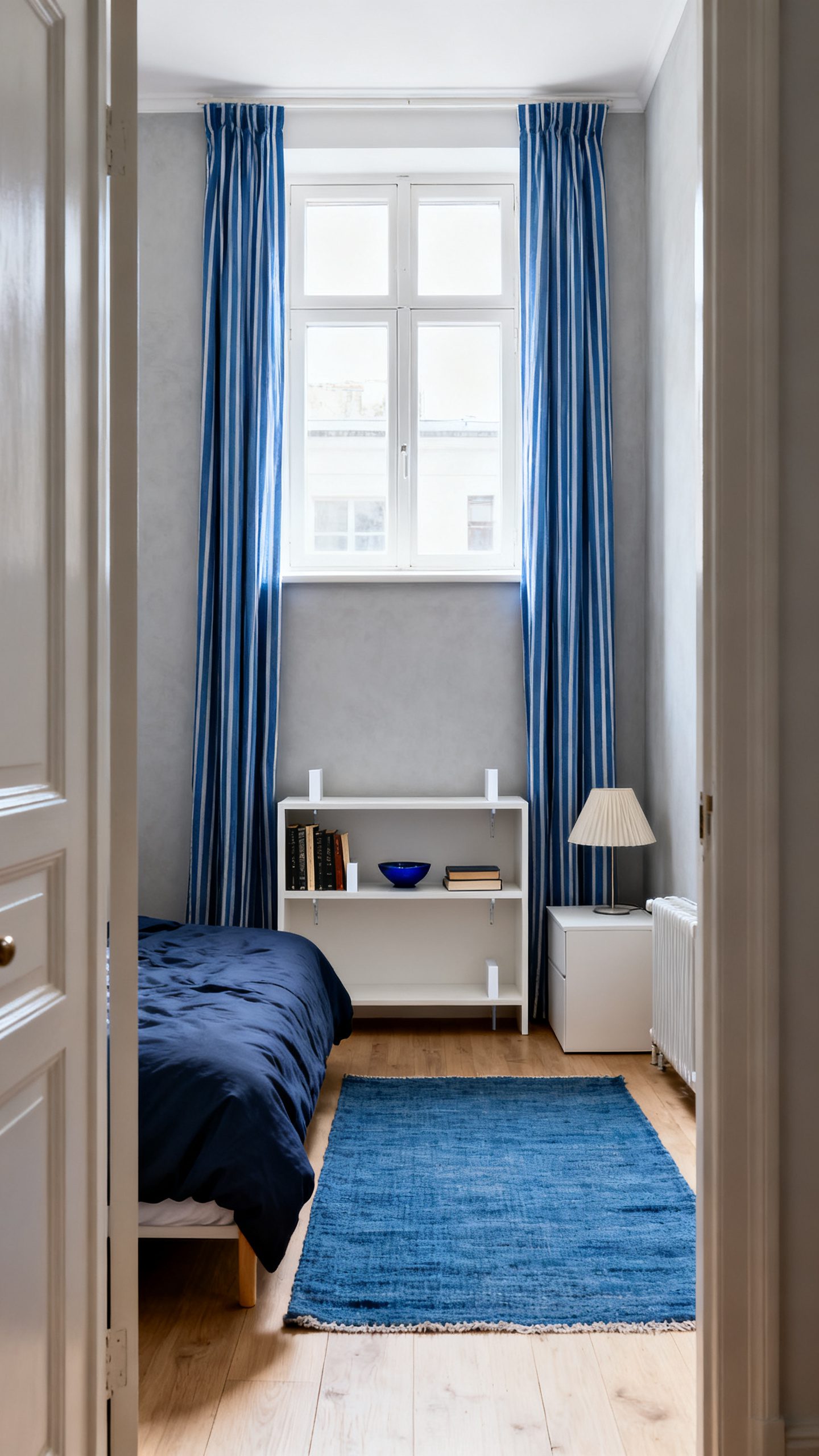 Small Bedroom Bookshelf Ideas: Slide a Low Bookcase Beneath a High Window