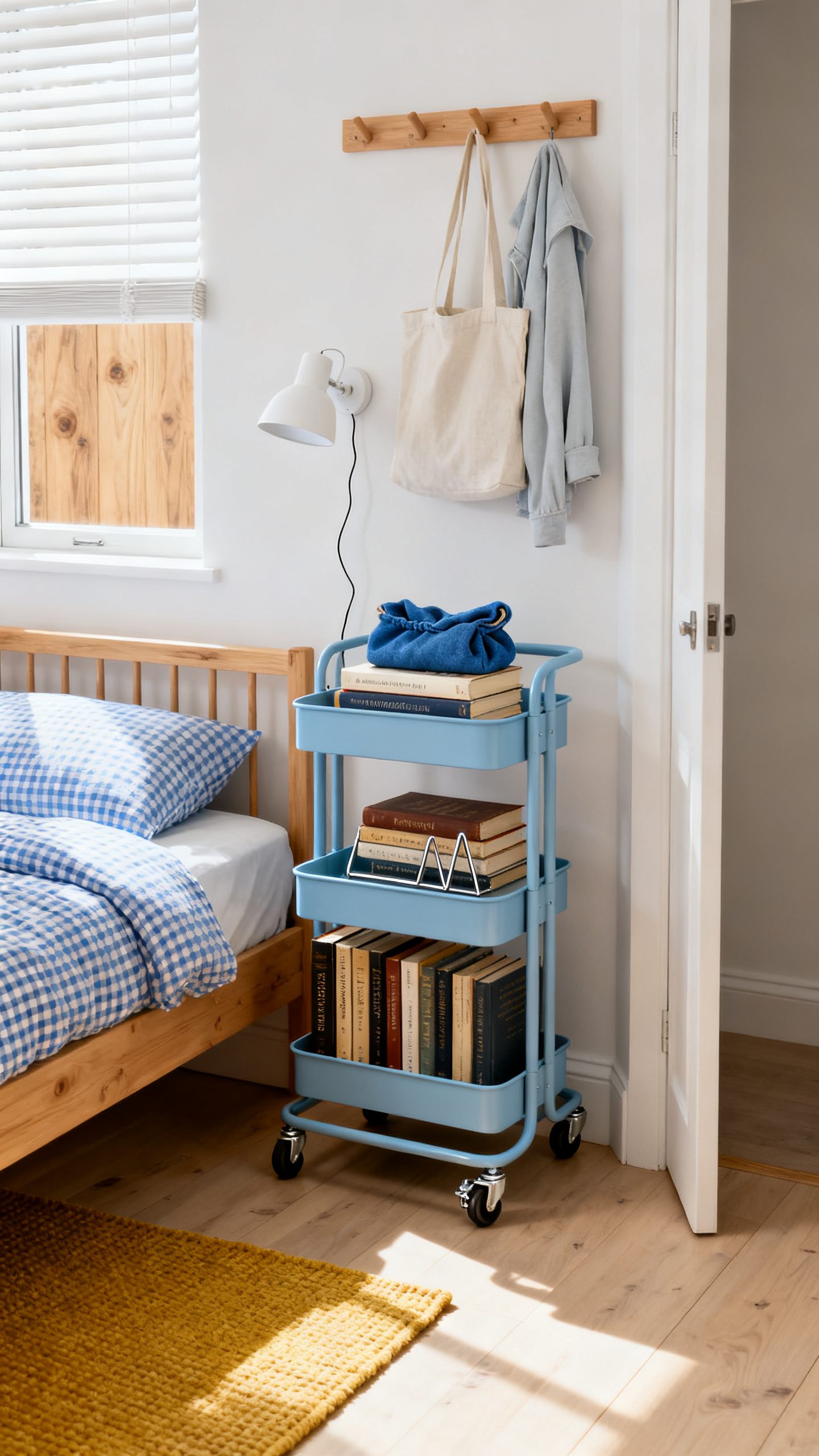 Small Bedroom Bookshelf Ideas: Park a Book Cart in an Awkward Gap