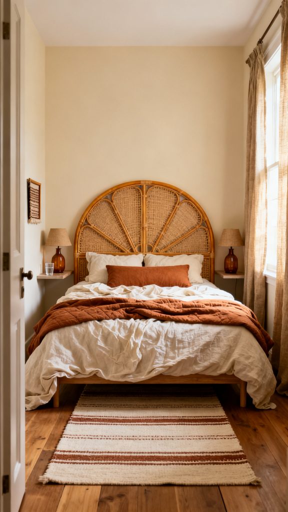 Let a Curved Rattan Headboard Lead
